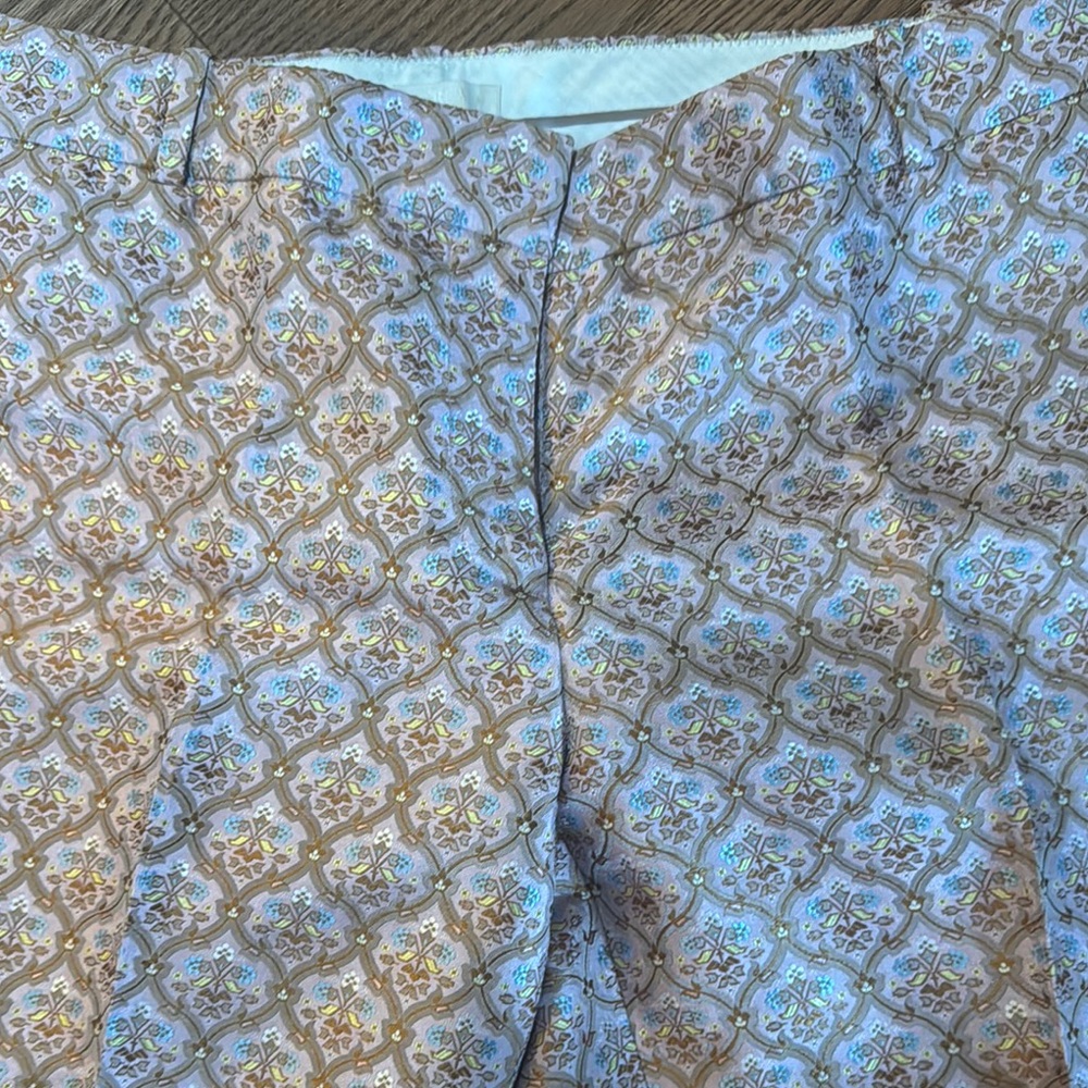 J. Crew 64% Silk Pink Patterned Pants - Picture 2 of 4